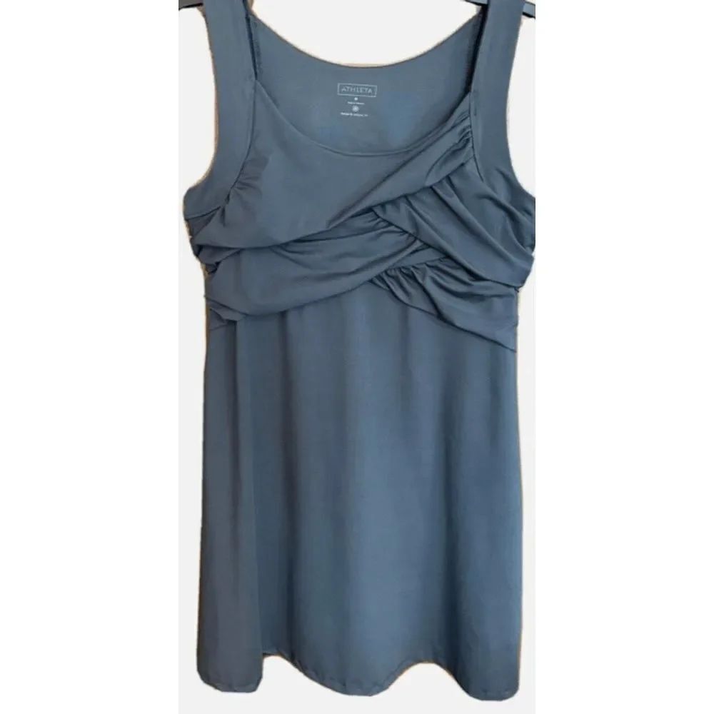ATHLETA TANGELO TWIST FRONT GRAY SPORTY SUN TANK DRESS sz S